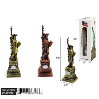 10" statue of liberty with clock metal