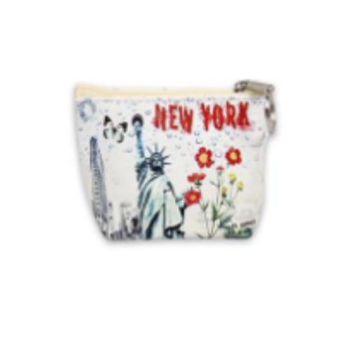 Compact Leather New York Coin Purse