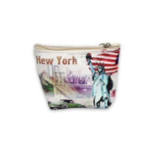 Compact Leather New York Coin Purse