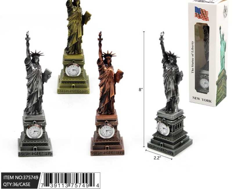 8" Statue Of Liberty Clock Metal