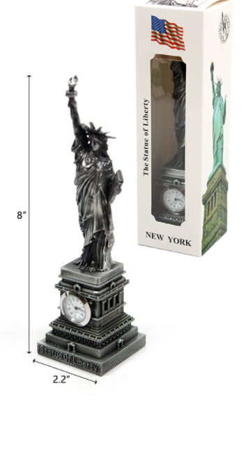 8" Statue Of Liberty Clock Metal (Silver)