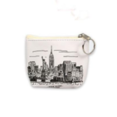 Compact Leather New York Coin Purse