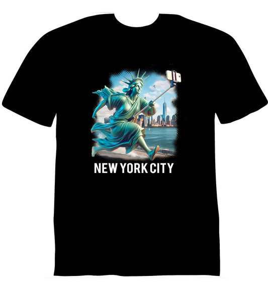 Statue of Liberty Selfie Stick Adult Unisex T-Shirt