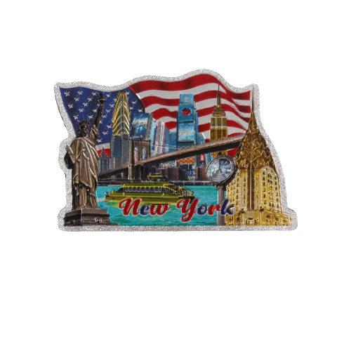 USA FLAG W. SKYLINE MAGNET