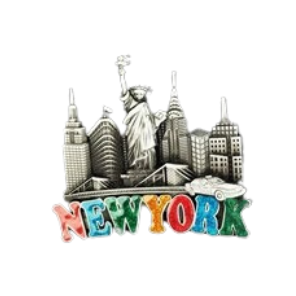 New York Glitter Skyline Metal Magnet