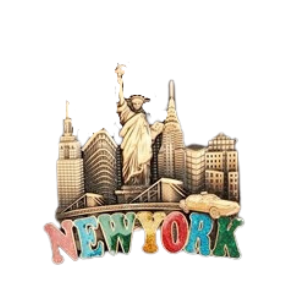 New York Glitter Skyline Metal Magnet