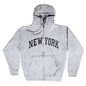 Embroidered Gray Zip-up New York Adult Hoodie