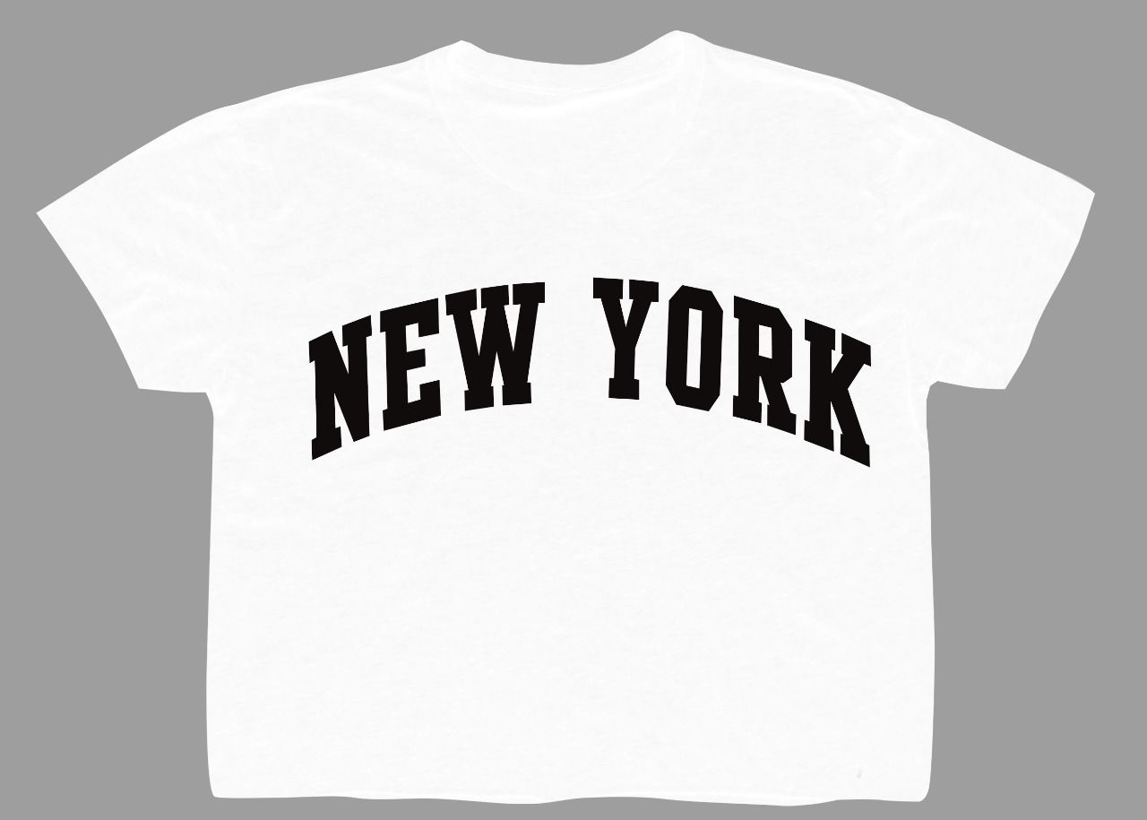 New York Crop Top Bold ( White )