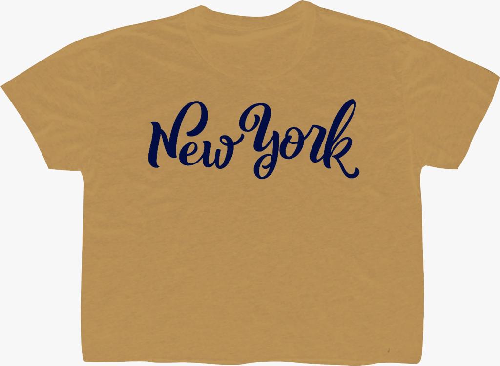 New York Crop Top Cursive ( Mustard)