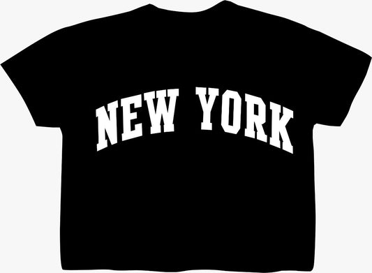 New York Crop Top Bold ( Black  )