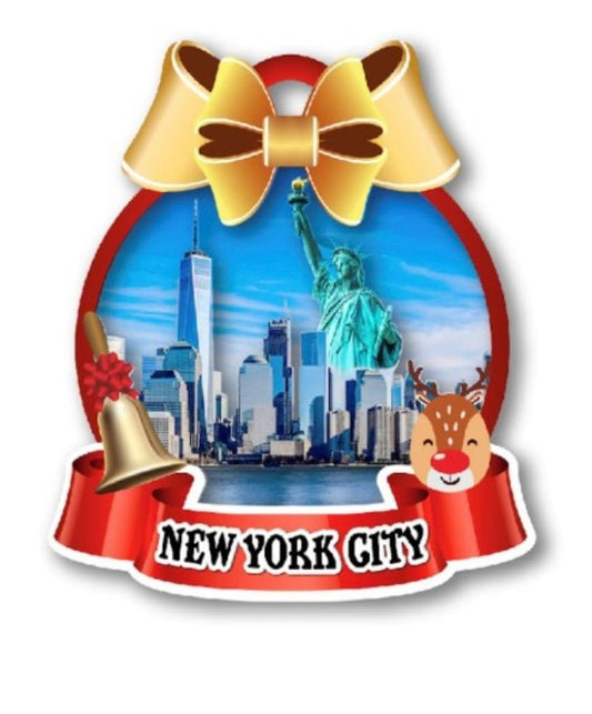 New York Christmas Ornament ( Statue Of Liberty SkyLine )