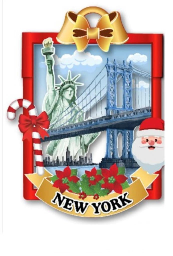 New York Christmas Ornament ( Statue Of Libery Manhattan Bridge )