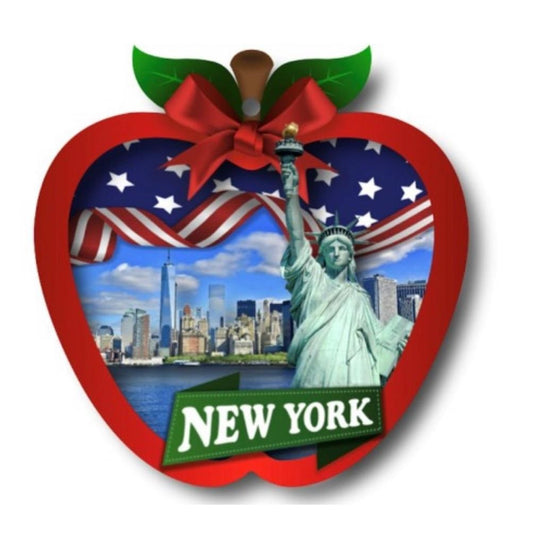 New York Christmas Ornament ( Apple Shape Statue Of Liberty USA Flag )