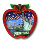 New York Christmas Ornament ( Apple Shape Statue Of Liberty USA Flag )